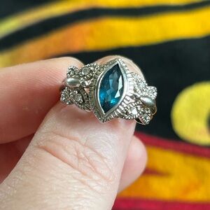 Vintage Cottagecore Butterfly London Blue Topaz Sterling Silver 925 Size 6 Ring